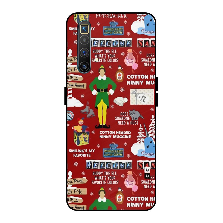 Christmas Doodles Metal Back Case for Realme X3