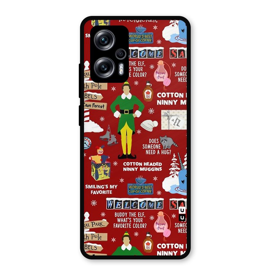 Christmas Doodles Metal Back Case for Redmi K50i