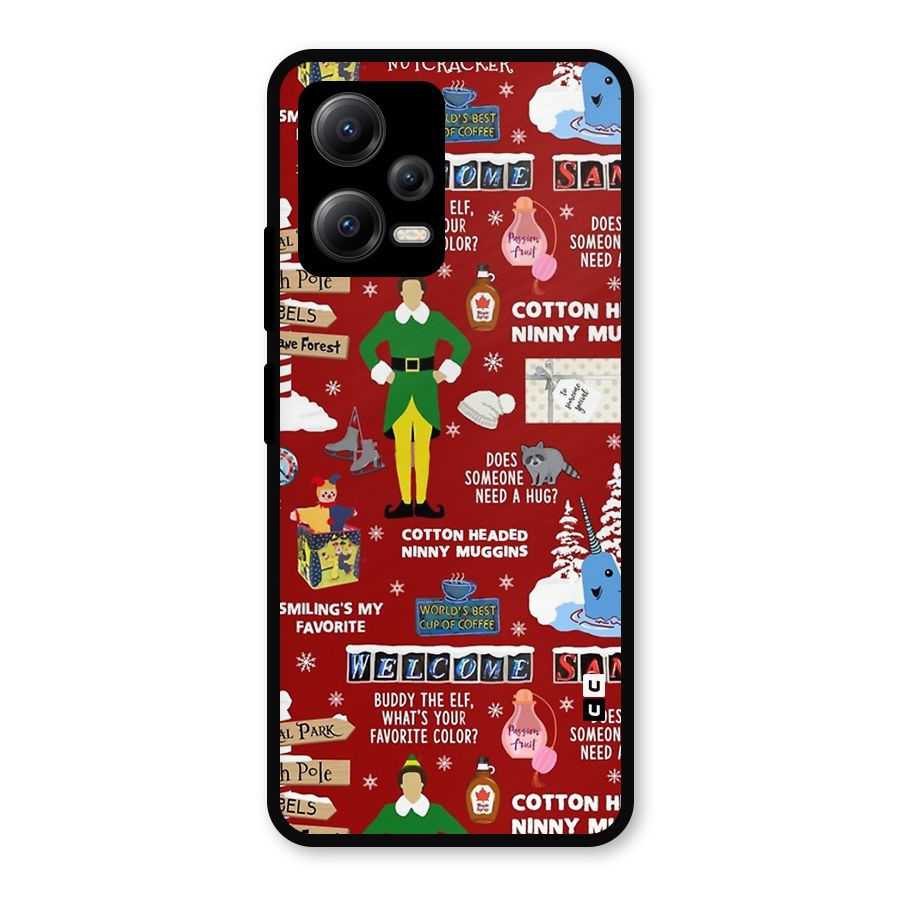 Christmas Doodles Metal Back Case for Redmi Note 12 5G