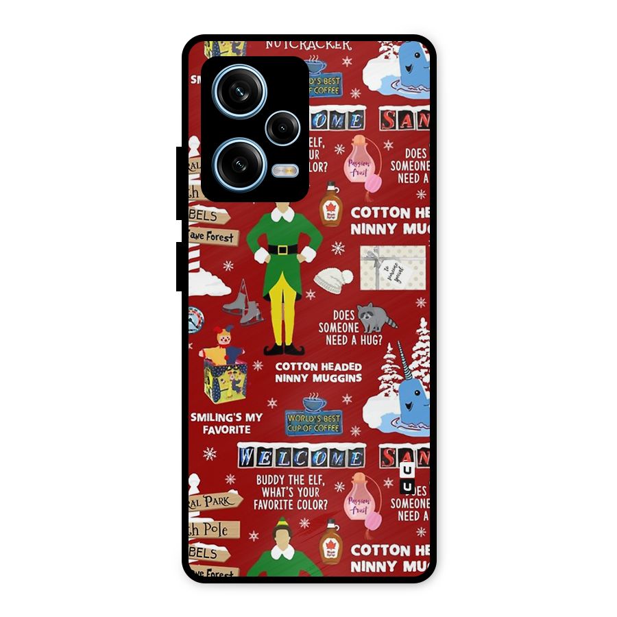 Christmas Doodles Metal Back Case for Redmi Note 12 Pro