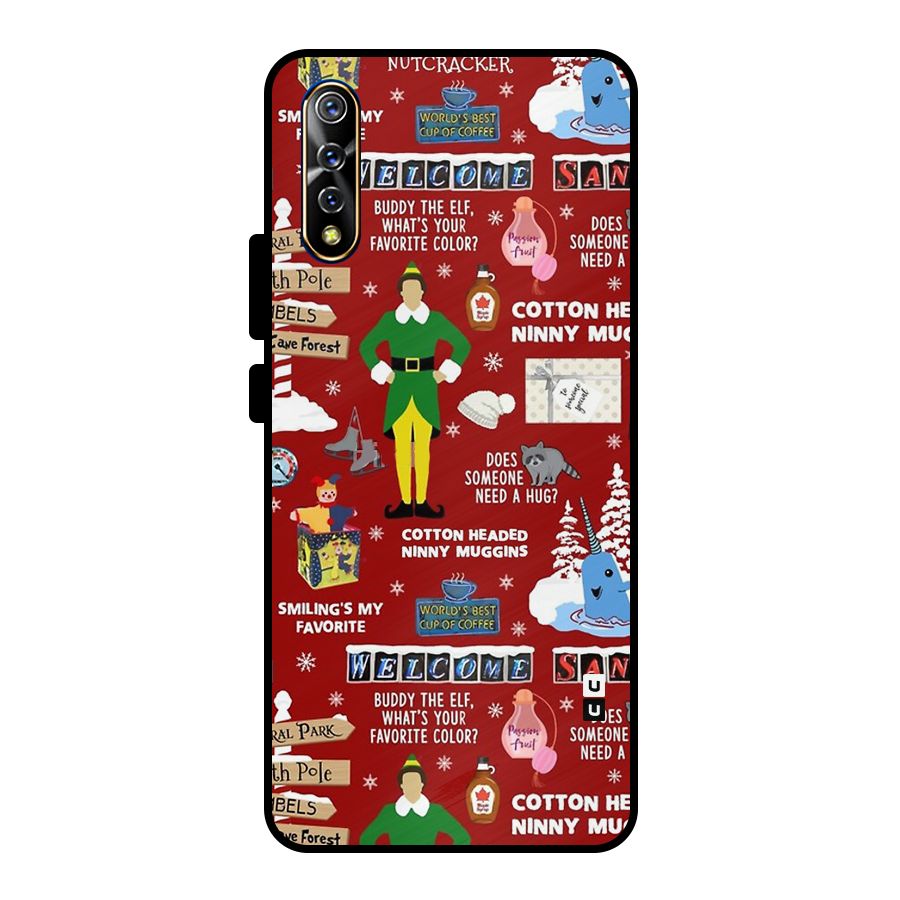 Christmas Doodles Metal Back Case for Vivo S1