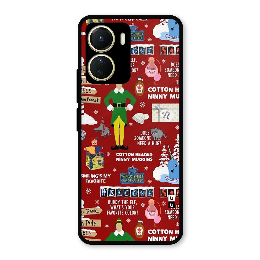 Christmas Doodles Metal Back Case for Vivo T2x