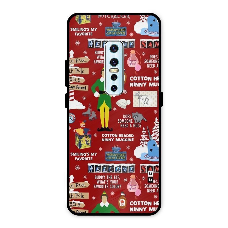 Christmas Doodles Metal Back Case for Vivo V17 Pro