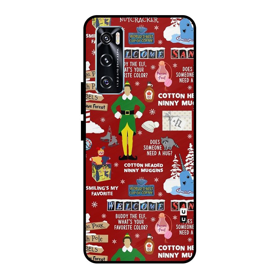 Christmas Doodles Metal Back Case for Vivo V20 SE