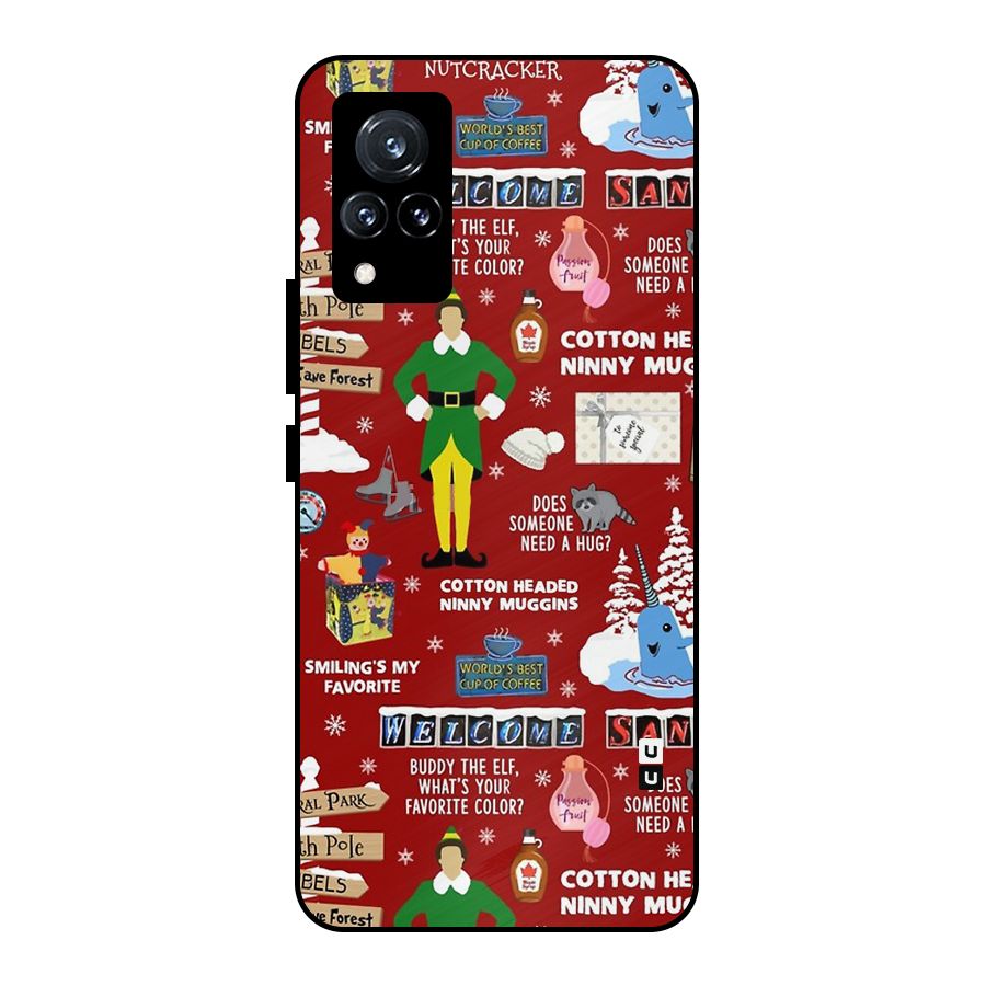 Christmas Doodles Metal Back Case for Vivo V21 5G