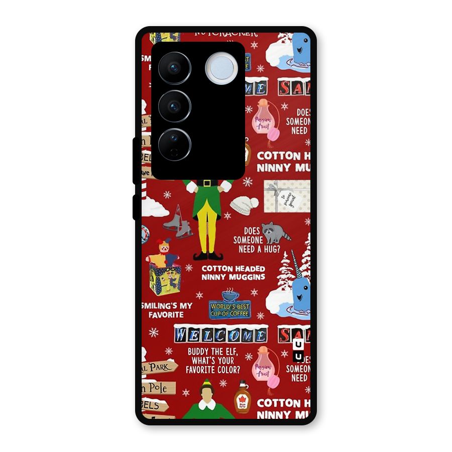 Christmas Doodles Metal Back Case for Vivo V27