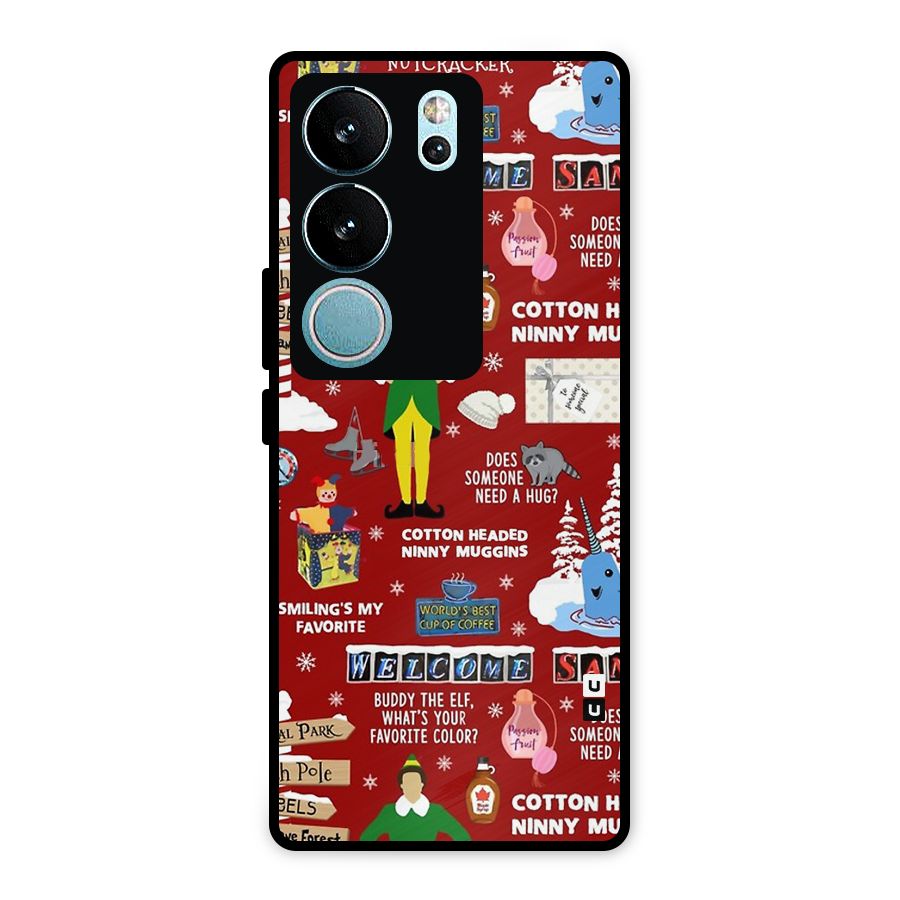 Christmas Doodles Metal Back Case for Vivo V29 Pro