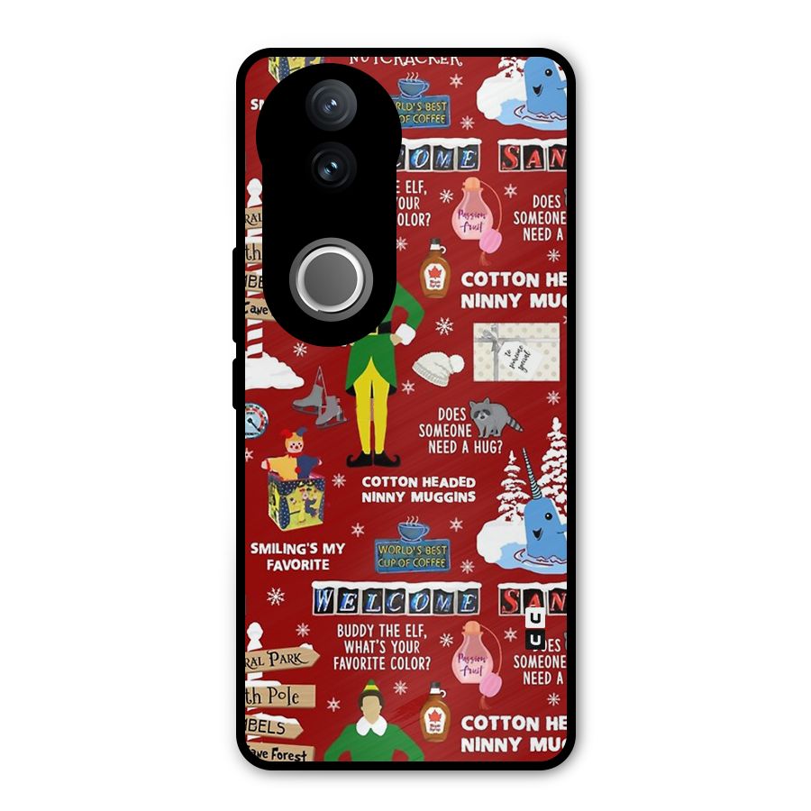 Christmas Doodles Metal Back Case for Vivo V50e