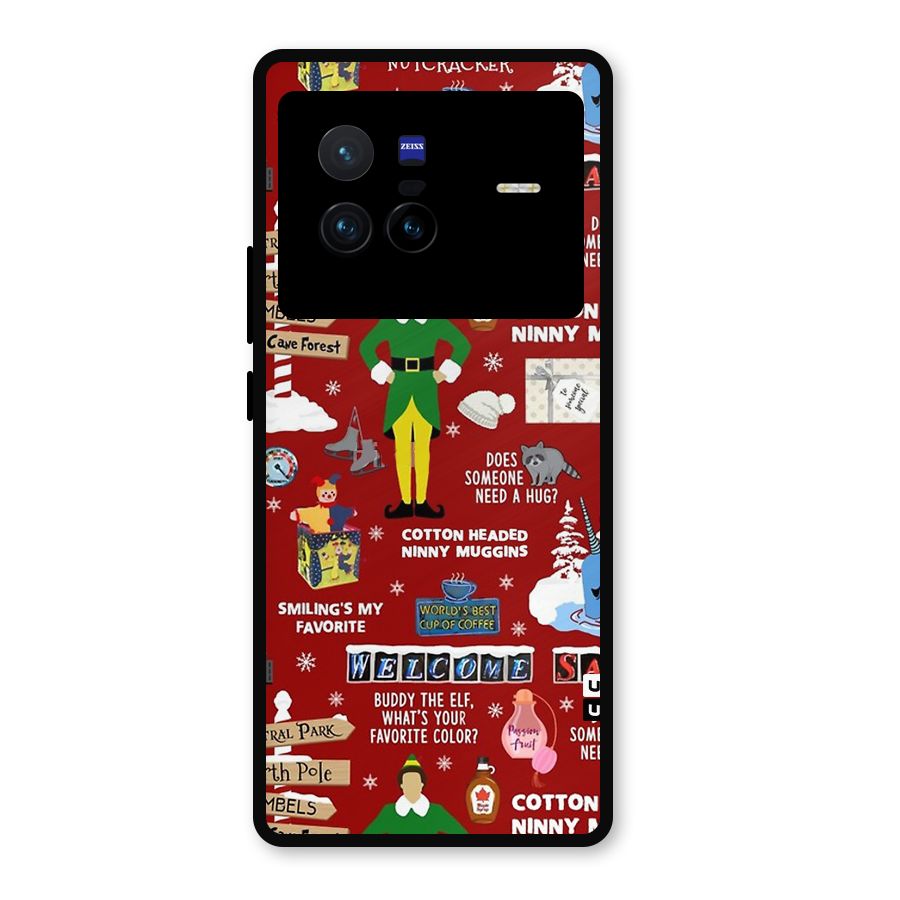 Christmas Doodles Metal Back Case for Vivo X80