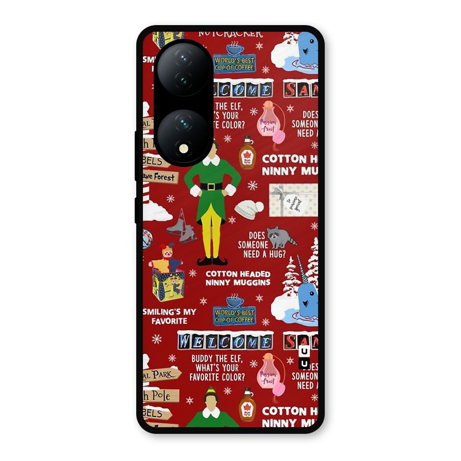 Christmas Doodles Metal Back Case for Vivo Y100a