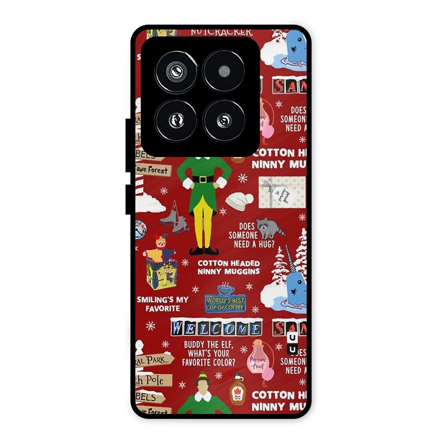 Christmas Doodles Metal Back Case for Xiaomi 14 Pro