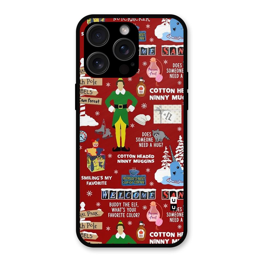Christmas Doodles Metal Back Case for iPhone 15 Pro Max