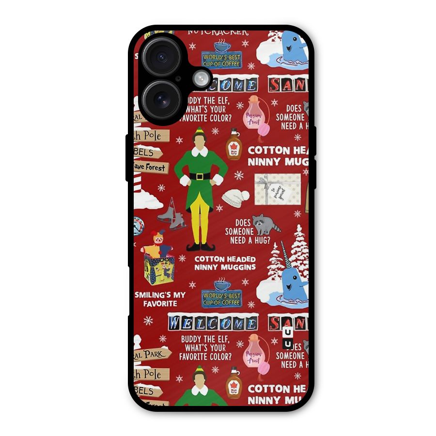 Christmas Doodles Metal Back Case for iPhone 16 Plus
