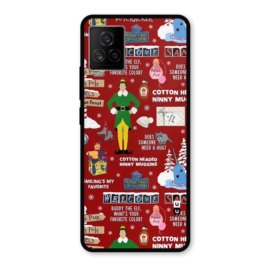 Christmas Doodles Metal Back Case for iQOO 7 Legend 5G