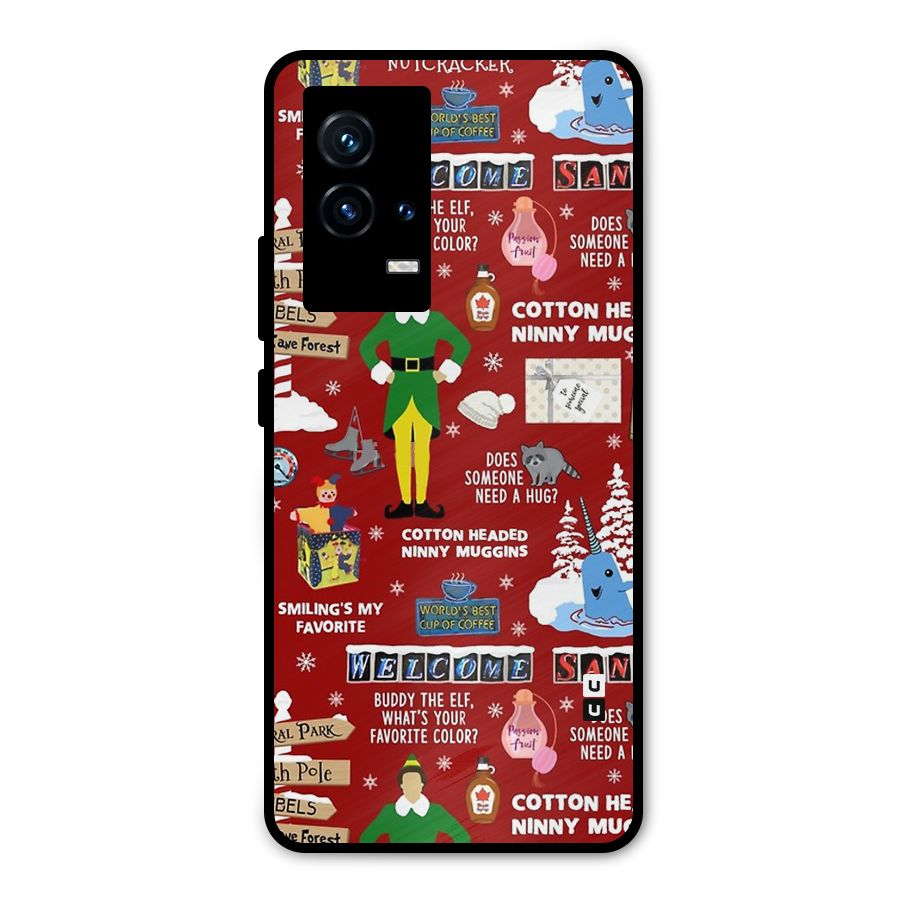 Christmas Doodles Metal Back Case for iQOO 9 5G