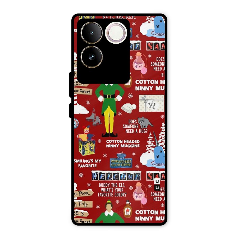 Christmas Doodles Metal Back Case for iQOO Z7 Pro
