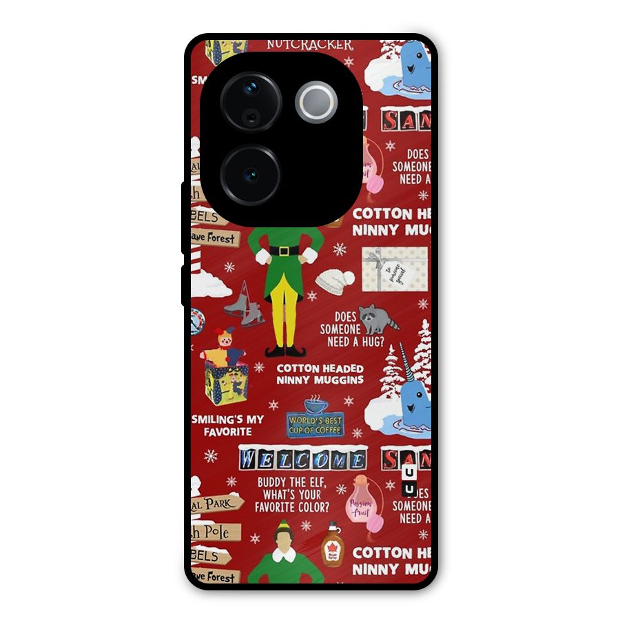 Christmas Doodles Metal Back Case for iQOO Z9s Pro