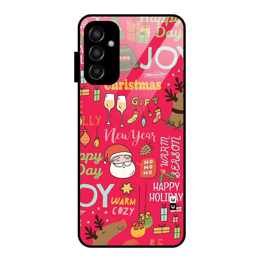 Christmas Joy Happy Day Glass Back Case for Galaxy F13