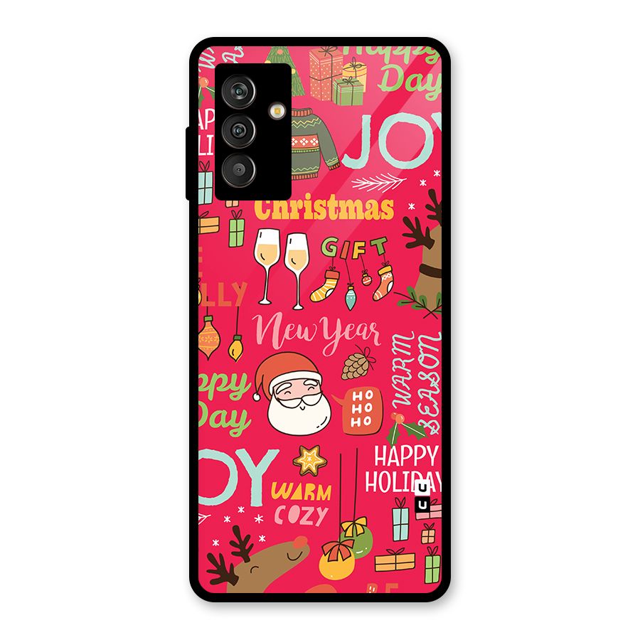 Christmas Joy Happy Day Glass Back Case for Galaxy M13