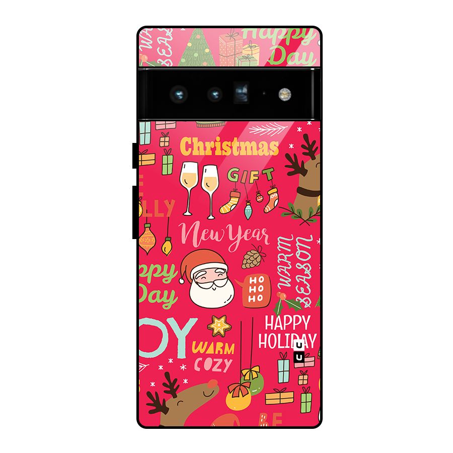 Christmas Joy Happy Day Glass Back Case for Google Pixel 6 Pro