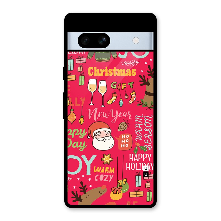 Christmas Joy Happy Day Glass Back Case for Google Pixel 7a