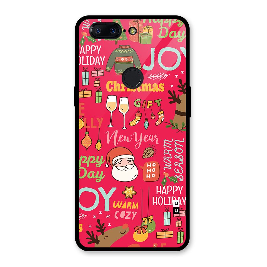 Christmas Joy Happy Day Glass Back Case for OnePlus 5T