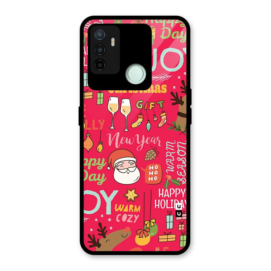 Christmas Joy Happy Day Glass Back Case for Oppo A53