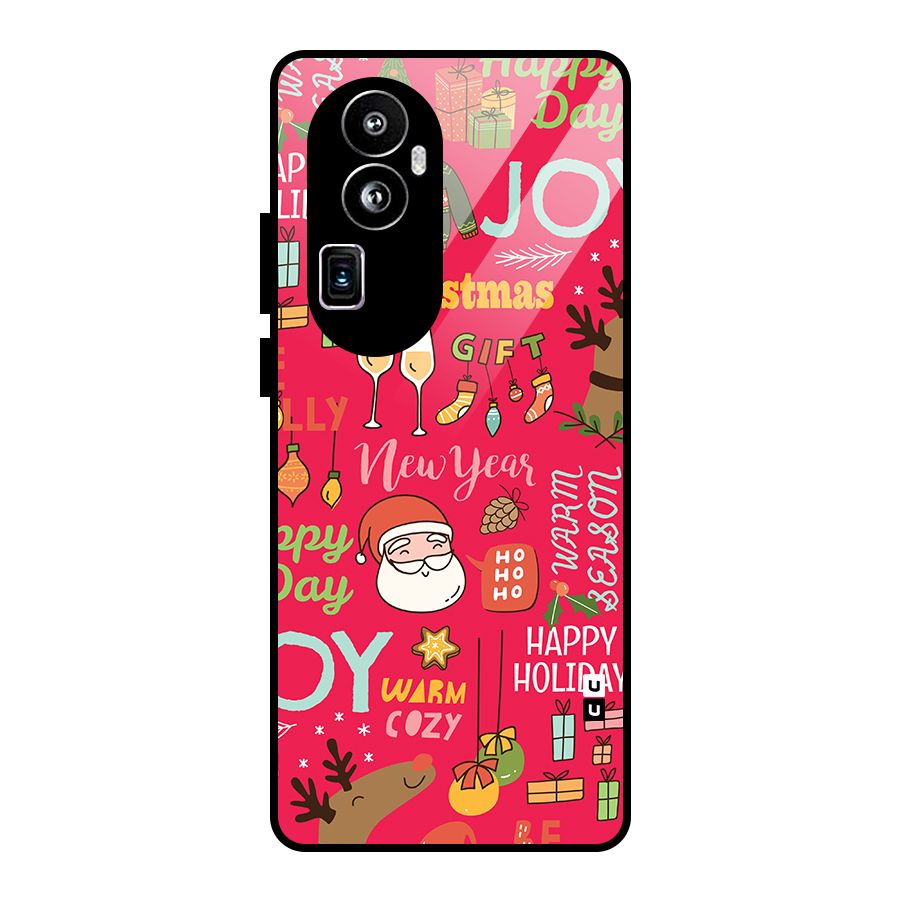 Christmas Joy Happy Day Glass Back Case for Oppo Reno10 Pro Plus
