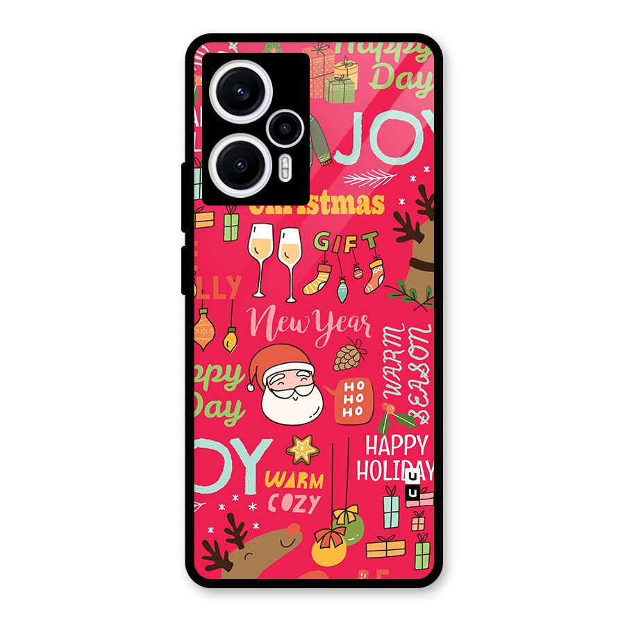 Christmas Joy Happy Day Glass Back Case for Poco F5