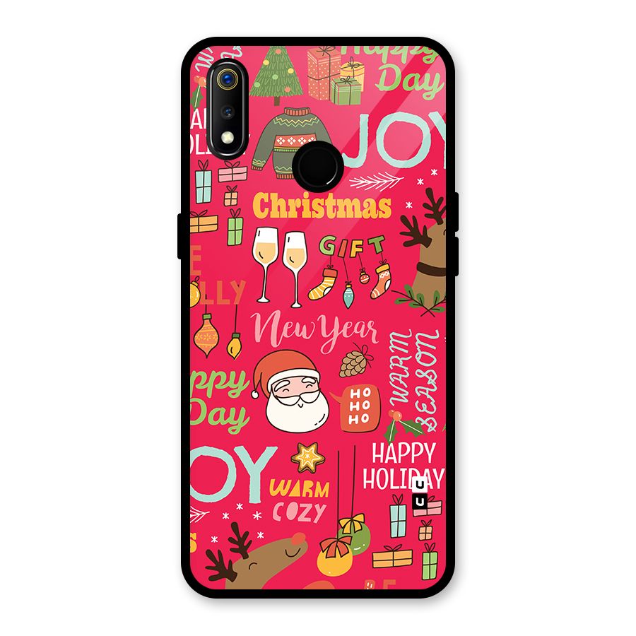 Christmas Joy Happy Day Glass Back Case for Realme 3