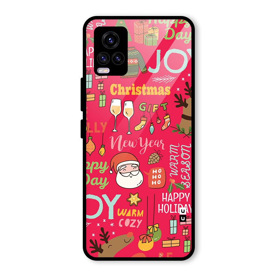 Christmas Joy Happy Day Glass Back Case for Vivo V20 2021