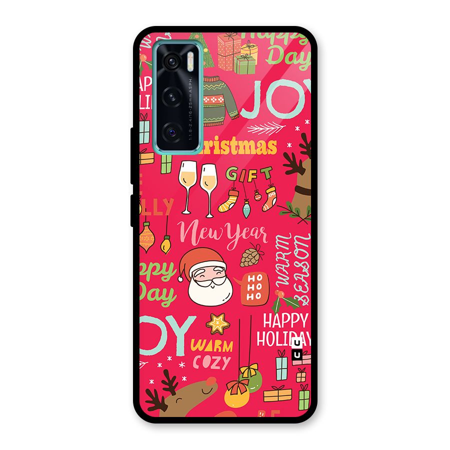 Christmas Joy Happy Day Glass Back Case for Vivo V20 SE