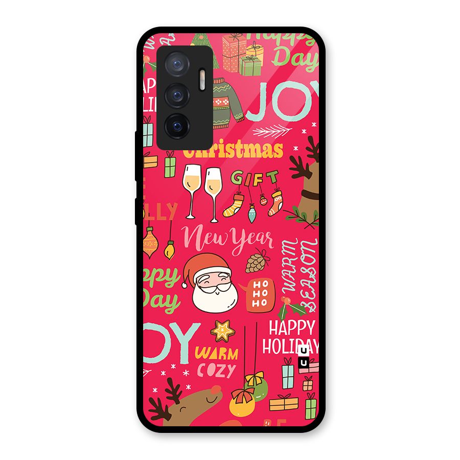Christmas Joy Happy Day Glass Back Case for Vivo V23e