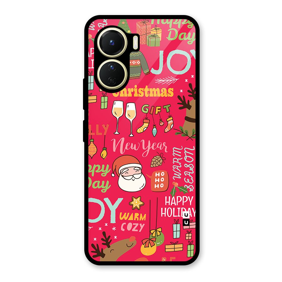 Christmas Joy Happy Day Glass Back Case for Vivo Y16