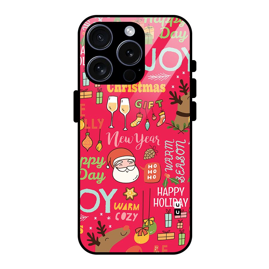 Christmas Joy Happy Day Glass Back Case for iPhone 15 Pro