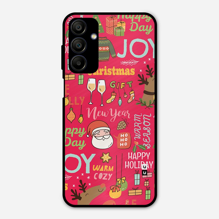 Christmas Joy Happy Day Metal Back Case for Galaxy A15 5G