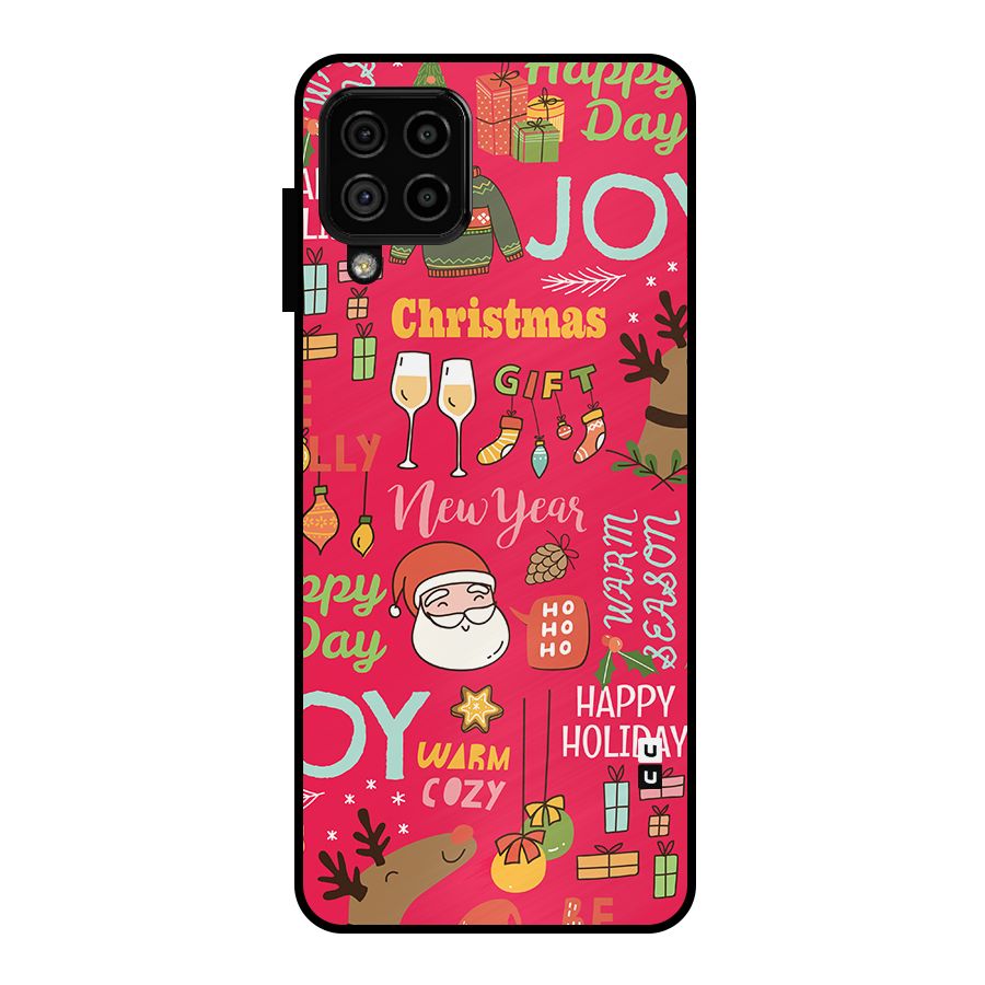 Christmas Joy Happy Day Metal Back Case for Galaxy A22 4G