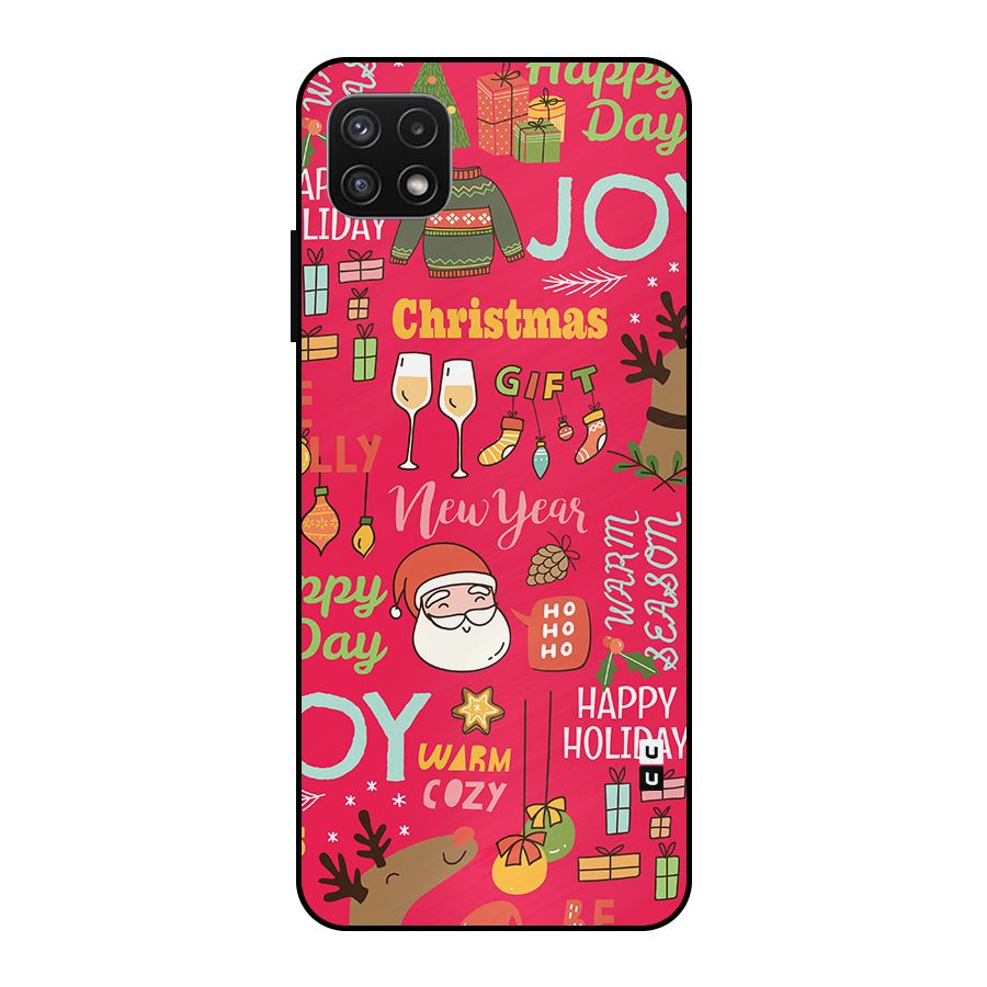 Christmas Joy Happy Day Metal Back Case for Galaxy A22 5G