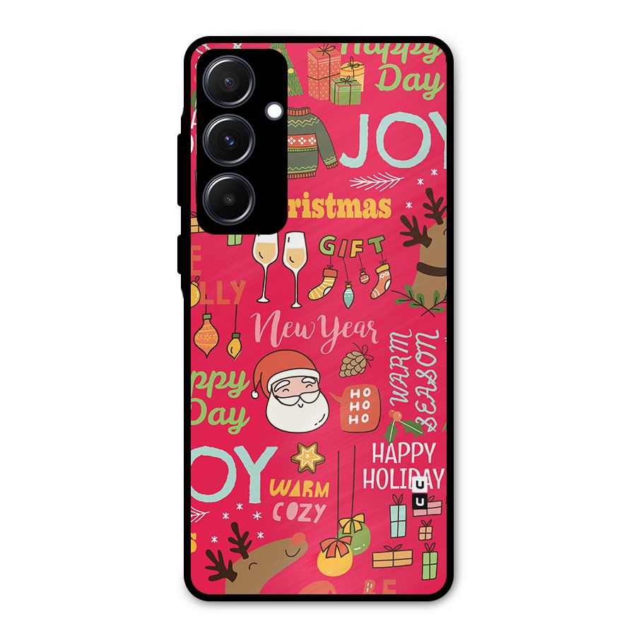 Christmas Joy Happy Day Metal Back Case for Galaxy A55