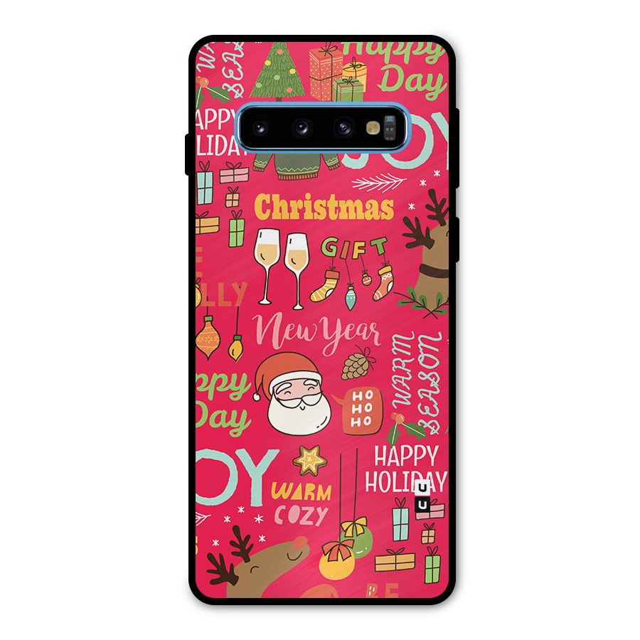 Christmas Joy Happy Day Metal Back Case for Galaxy S10