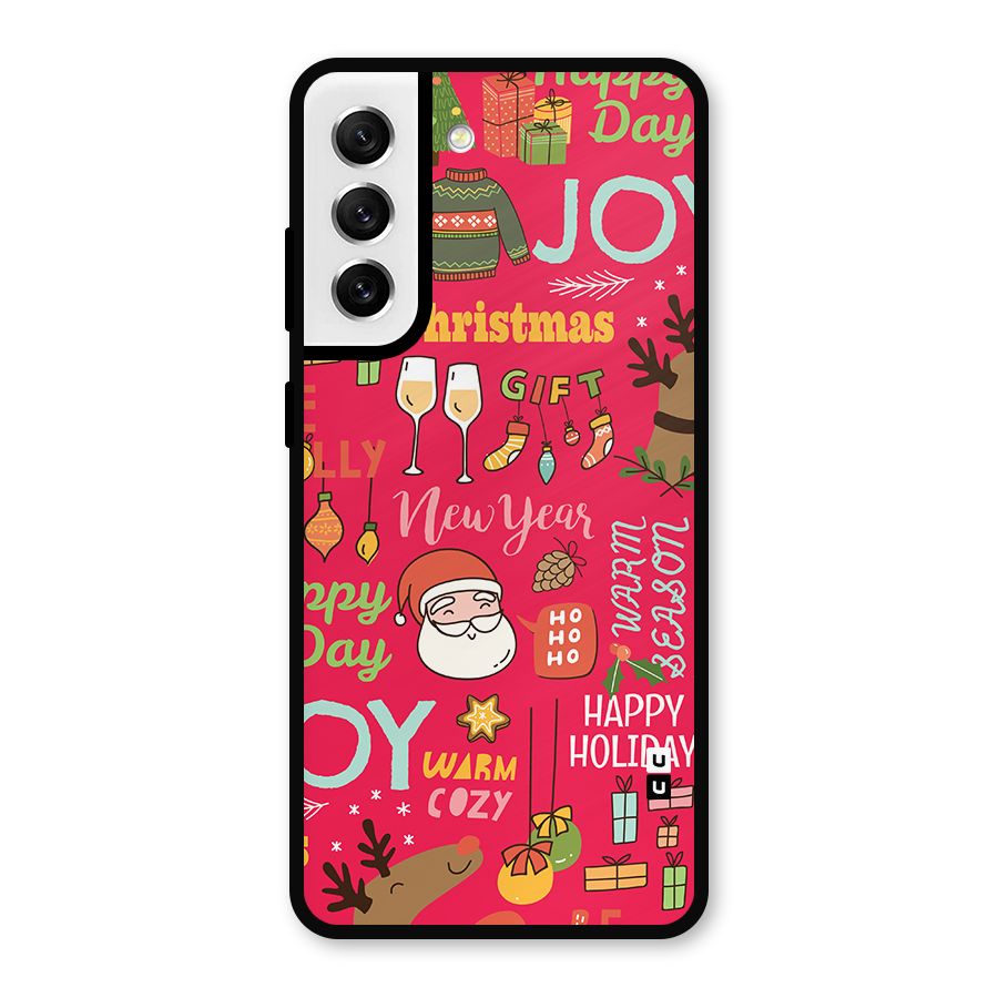 Christmas Joy Happy Day Metal Back Case for Galaxy S21 FE 5G