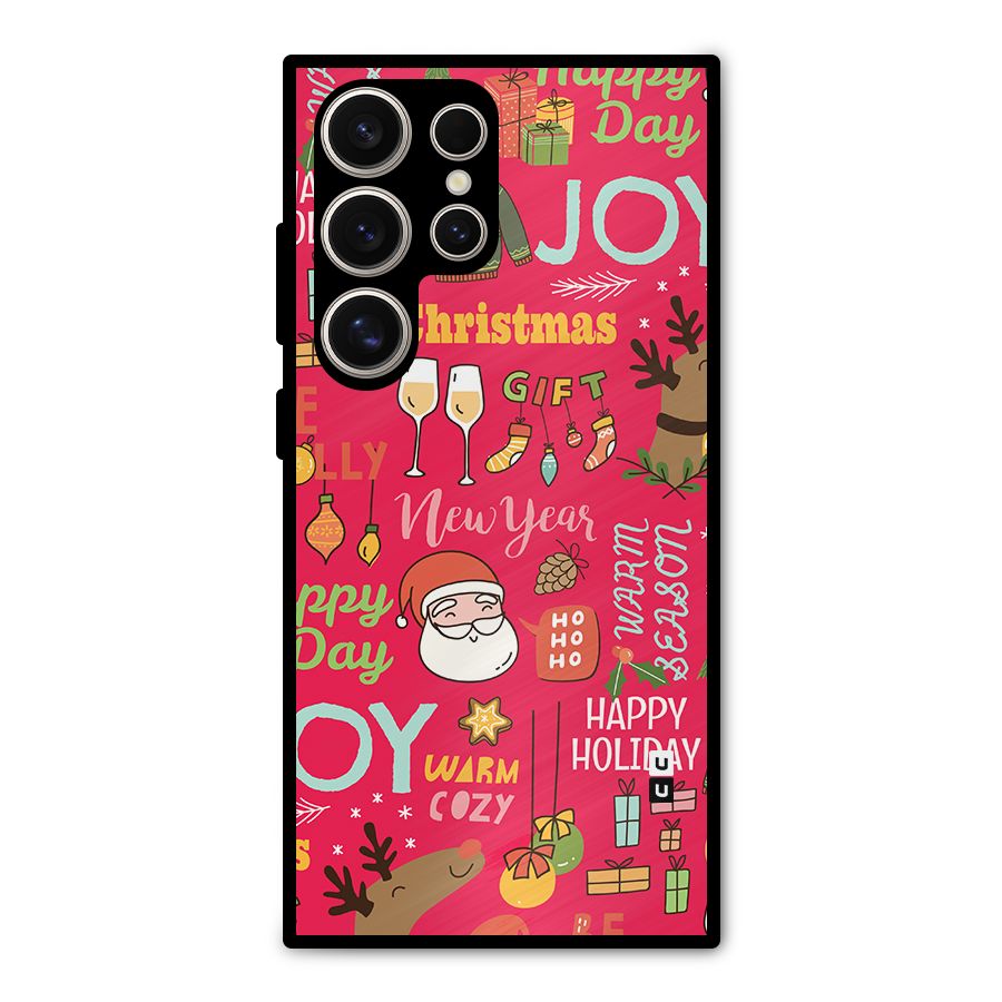 Christmas Joy Happy Day Metal Back Case for Galaxy S24 Ultra