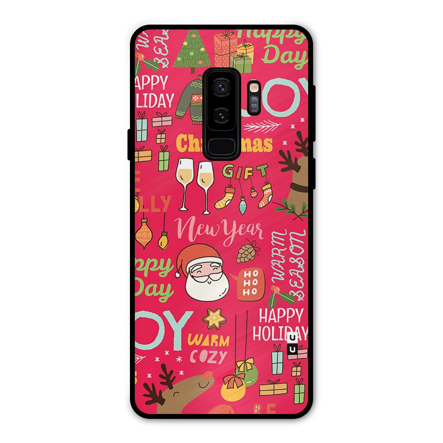 Christmas Joy Happy Day Metal Back Case for Galaxy S9 Plus