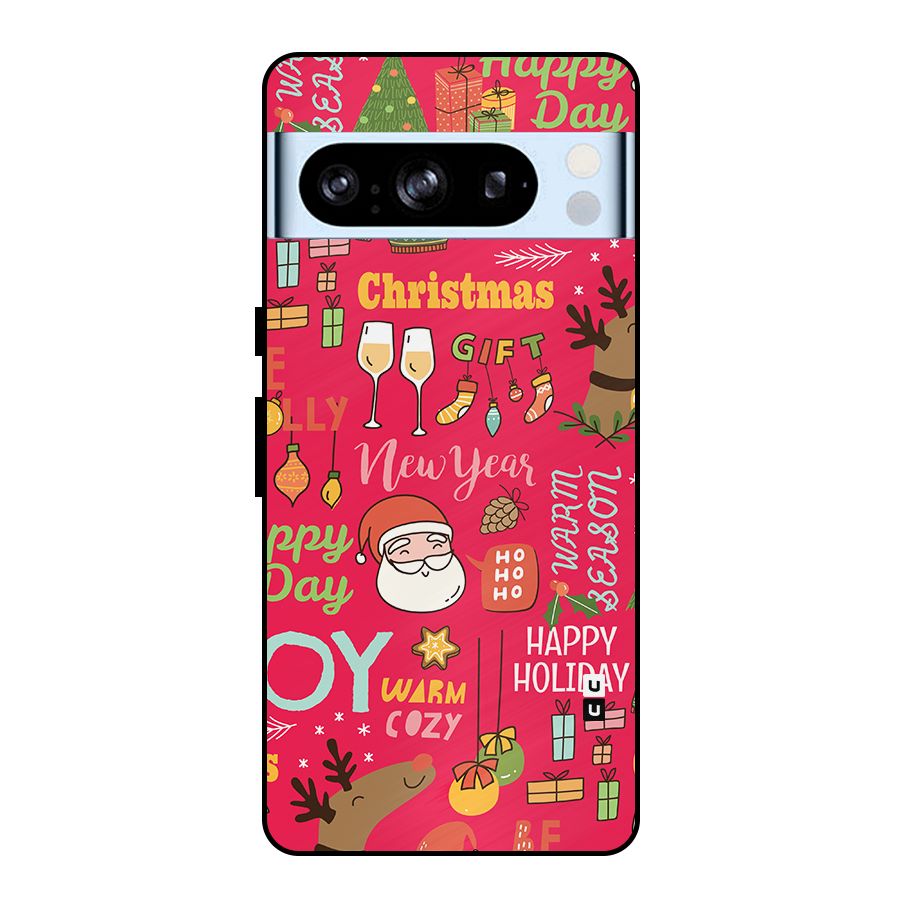 Christmas Joy Happy Day Metal Back Case for Google Pixel 8 Pro