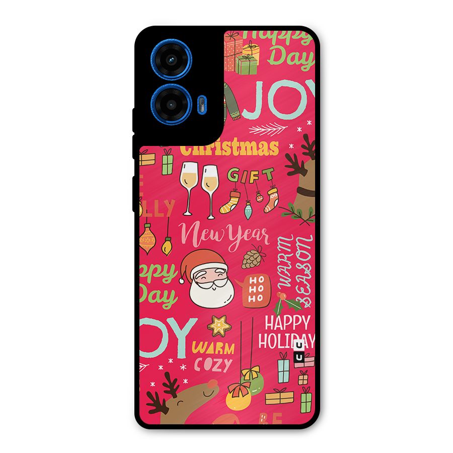 Christmas Joy Happy Day Metal Back Case for Moto G45