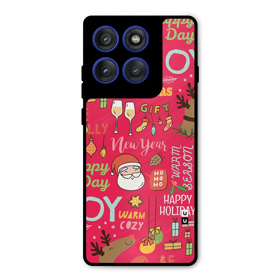 Christmas Joy Happy Day Metal Back Case for Motorola Edge 60 Pro