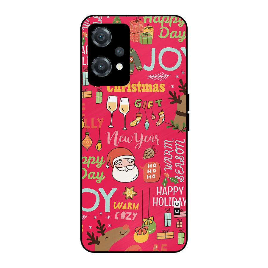 Christmas Joy Happy Day Metal Back Case for OnePlus Nord CE 2 Lite 5G