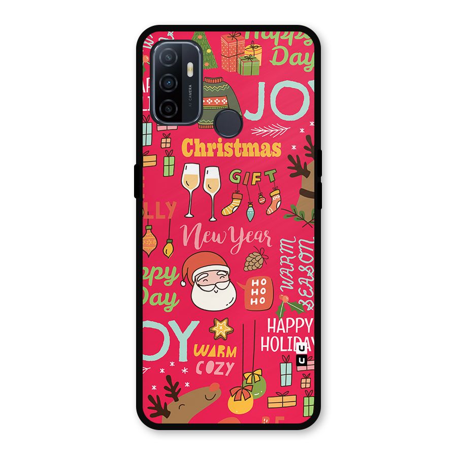 Christmas Joy Happy Day Metal Back Case for Oppo A53
