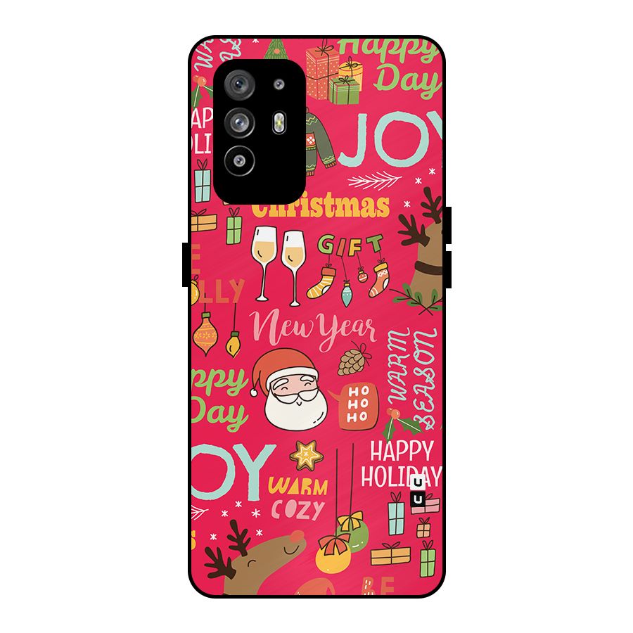 Christmas Joy Happy Day Metal Back Case for Oppo F19 Pro Plus 5G
