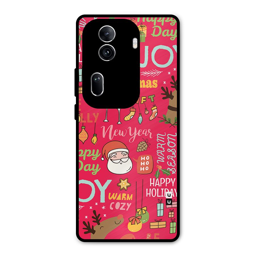 Christmas Joy Happy Day Metal Back Case for Oppo Reno11 Pro 5G